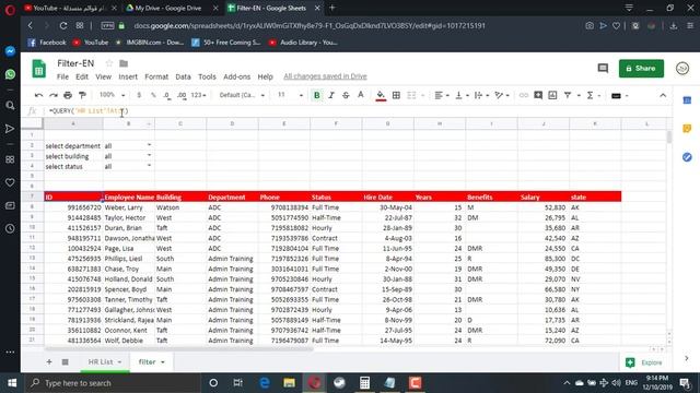 Filter Google sheet Using dropdown list смотреть онлайн