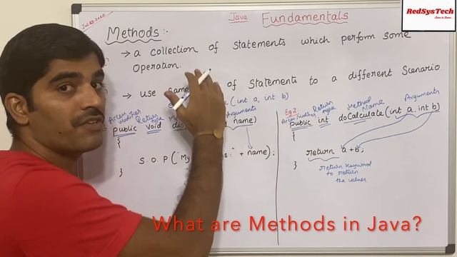 # 21 What are Methods in Java? | Method | return | How to write a Method in Java| Java | RedSysTech