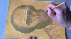 Продолжаем писать  икону Святителя Николая на бумаге. Санкирь. ПВА темпера. Часть 3.1.