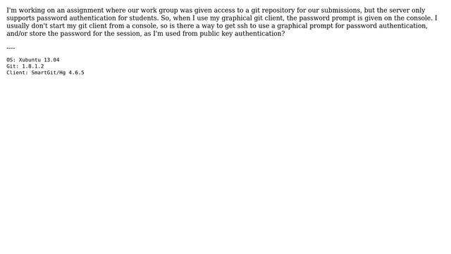 ssh password authentication: use a graphical prompt? смотреть онлайн