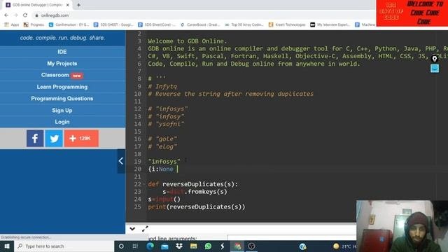 INFYTQ PREVIOUS YEAR QUESTION PART - 2 | REVERSE STRING AFTER REMOVING DUPLICATES