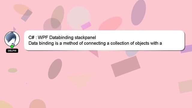 C# : WPF Databinding stackpanel смотреть онлайн