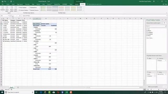 MS Excel Tutorial - Lesson 80 - Pivot Tables Manipulation