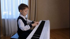Little student playing piano : )