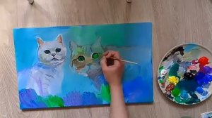 Картина акрилом. Котики./Acrylic painting.