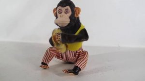 Antique Jolly Chimp Working Grimicing Cymbal Playing Monkey yqz