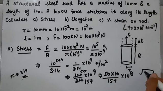 A structural steel rod has a radius of 10 mm & length of 1m Class 11 Properties of Bulk Matter NCER смотреть онлайн