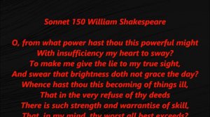 Sonnet 150 Poem William Shakespeare O from what power Lyrics Words Text