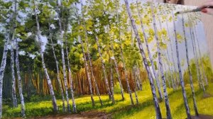 Картина маслом БЕРЕЗОВАЯ РОЩА. Ч2 Пошаговый мастер класс. Живопись маслом.Birch grove. Landscape Ar