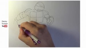 How to draw ninja turtles Leonardo, Как нарисовать черепашек ниндзя