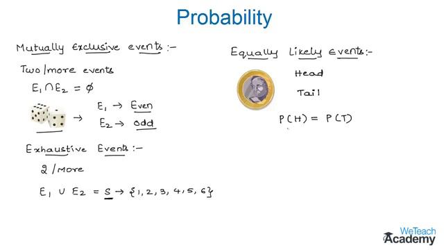 009-Introduction To Mutually Exclusive, Exhaustive And Equally Likely Events ⧸ Maths Probability