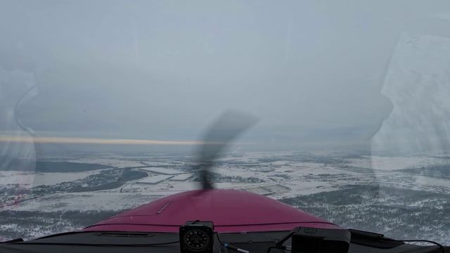 Полет зимой на самолёте Cessna-172 в окрестности Подольска и обратно