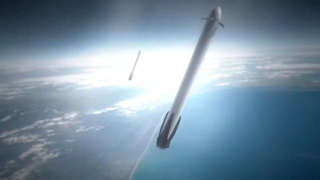 Возвращение ракеты Falcon Heavy - классная анимация смотреть онлайн