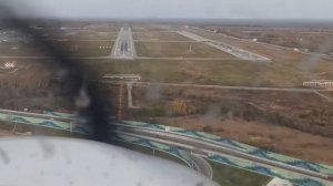 Посадка самолёта в аэр. Хабаровска. Вид из кабины пилот