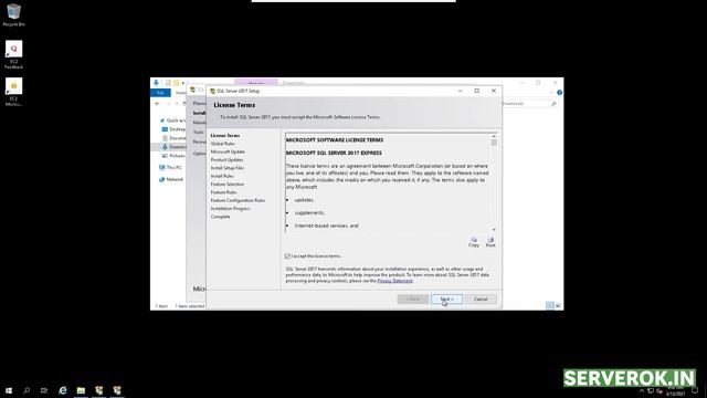 How to install MS SQL 2017 in Windows Server 2019