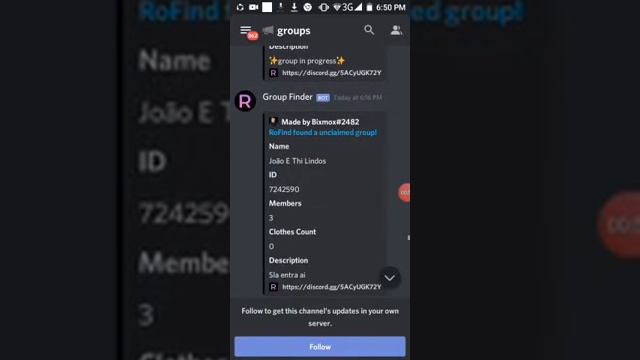 Group Finder Roblox Bot Discord смотреть онлайн
