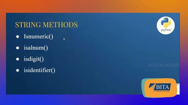 String Methods in Python | Python String Methods | Python String | BITA Academy