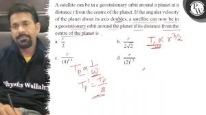 A satellite can be in a geostationary orbit around a planet at a distance r from the centre of th..