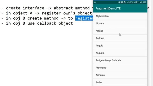 Fragment demo && callback,android fragment,fragment with listview