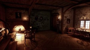 Уютный сказочный домик с теплым камином и приятными звуками дождя и грома для сна