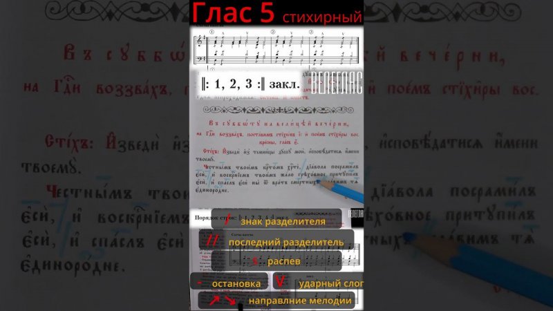 Глас 5. Стихирный. Практика. Разметка стихиры. "Честным Твоим Крестом Христе" #shorts