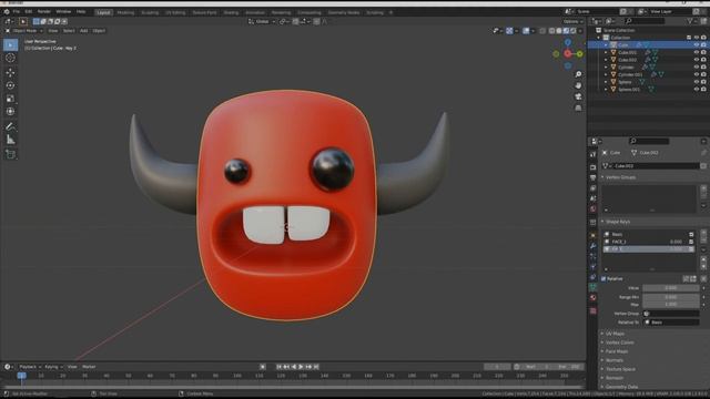 Лицевая анимация персонажа с помощью SHAPE KEYS в Blender 2.9