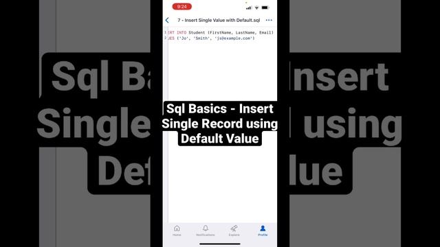 Sql for Beginners - Insert Single Record into Table and Use Table Default Value #sqltutorial