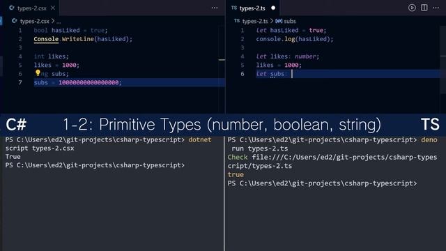 Primitive Types - numbers, boolean, string - TypeScript for C# Developers