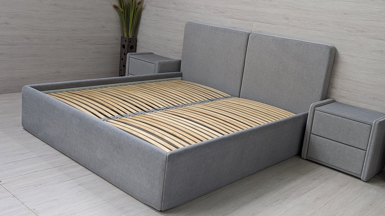 Дизайнерская кровать на заказ с ортопедической решеткой. Двуспальная модель Селекта