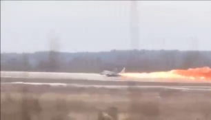 Авария истребителя МиГ-29 ВВС Белоруссии на взлете в Бобруйске