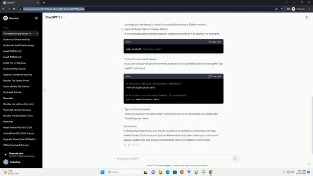 pip install invalid syntax in python