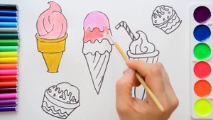 Рисуем мороженое, пирожное, коктейль. Урок рисования для детей. Учимся рисовать. Учим цвета.