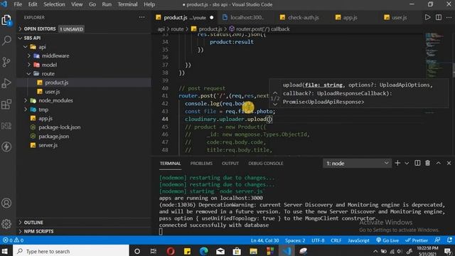 Upload image to cloudinary | Node.js Rest API with mongoDB in HINDI