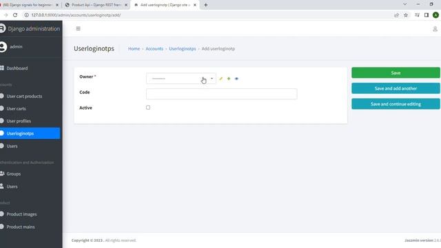 Django admin using jazzmin