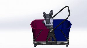 Двух ведерная пластиковая тележка Росмоп