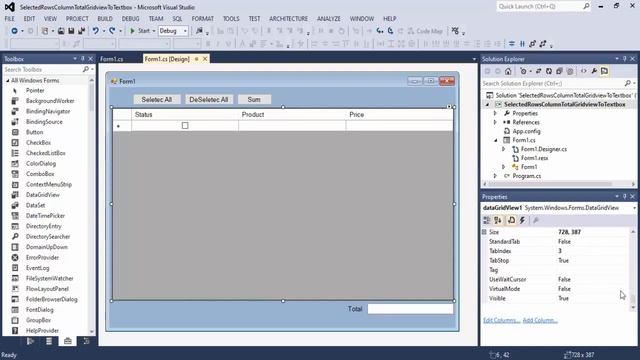 C# Selected Rows, Column Sum Value DataGridview to Textbox смотреть онлайн