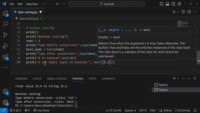 Introduction to Python : String, Integer, Float, List, Tuple, Set and Dictionary Type Casting