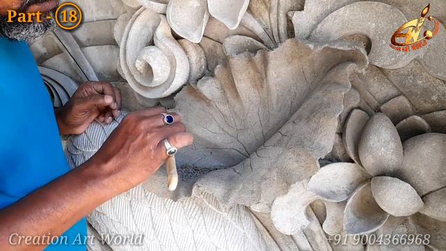 (Part -18) Amazing 3D rendering relief mural with sand & cement on the concrete wall, LOTUS MURAL смотреть онлайн