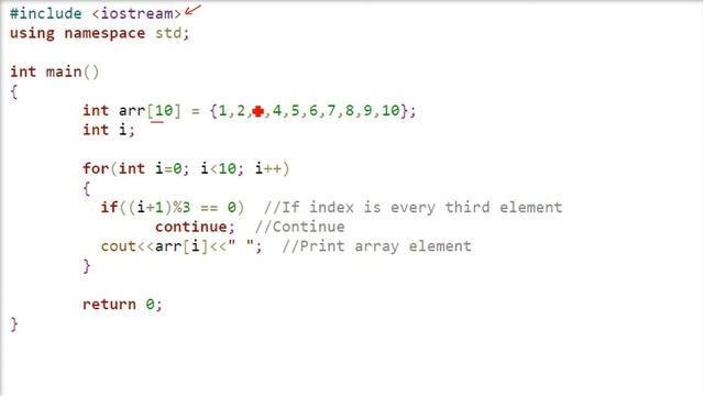 How to skip some of array elements in C | How to skip element in array C++ смотреть онлайн