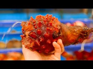 Kорейская уличная еда - морской ананас Сеул Корея морепродукты.