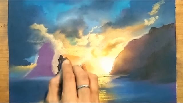 How to draw a Dramatic landscape | soft pastel technique | Paint realistic Sunset | Trick revealed смотреть онлайн
