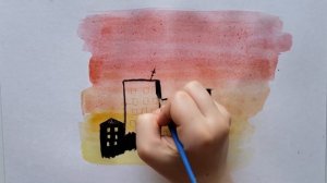 Как нарисовать ГОРОД на ЗАКАТЕ ?☀️ Акварель, 9 лет