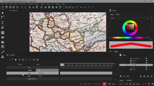 30. Shotcut. Анимация линии на карте (Glaxnimate)