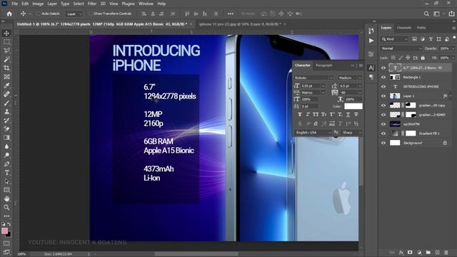 How To Design a Promotional Banner | iPhone 13 Pro Banner Design | Photoshop Tutorial смотреть онлайн