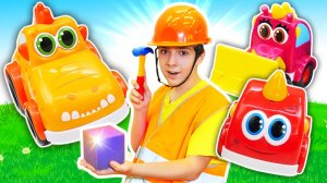 Видео про игры для детей - собираем Трамплин для Машинок Мокас! Игрушки машинки Мокасы