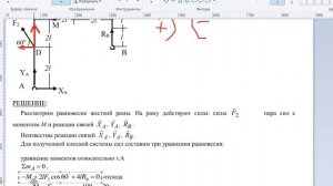 Статика твердого тела. Плоская система сил. Определение реакций опор п-образной рамы.