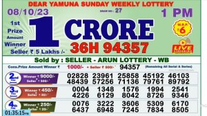 DEAR LOTTERY SAMBAD MORNING 1 PM RESULT TODAY LIVE DRAW ON 08.10.2023 NAGALAND SUNDAY