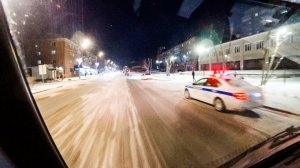 Один рейс по вечернему городу Ачинск на автобусе Hyundai County.