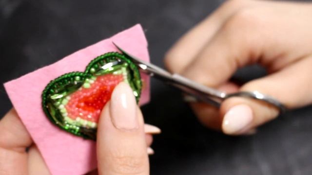 Брошь Арбузное Сердечко - пошаговый МК смотреть онлайн
