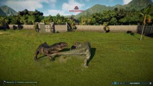 Jurassic World Evolution 2 бои динозавров-гиганотозавр VS индоминус рекс